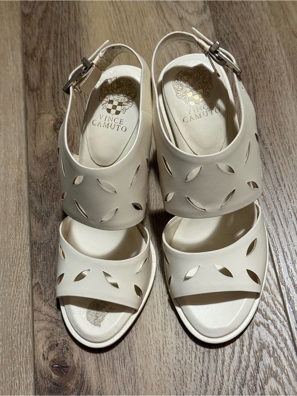 Vince Camuto Cream Cutout Slingback Sandals